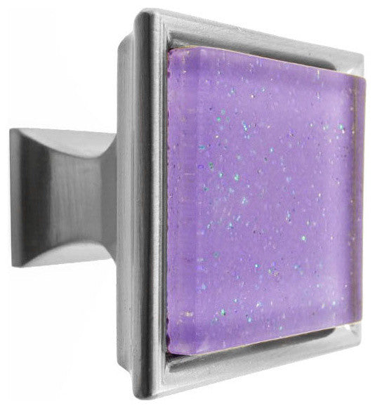 Purple Super Galaxy Crystal Glass Brushed Nickel Madison Classic Knob