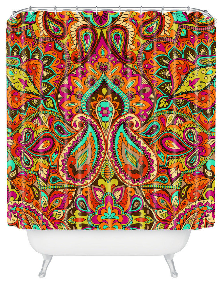 Aimee St Hill Paisley Orange Shower Curtain
