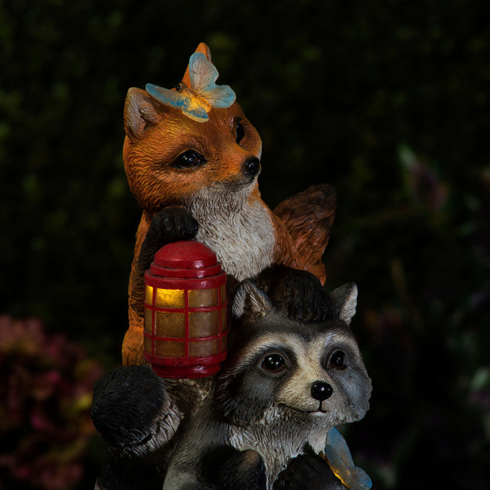 Solar Nature Pals Statue with Butterflies and LED Lights