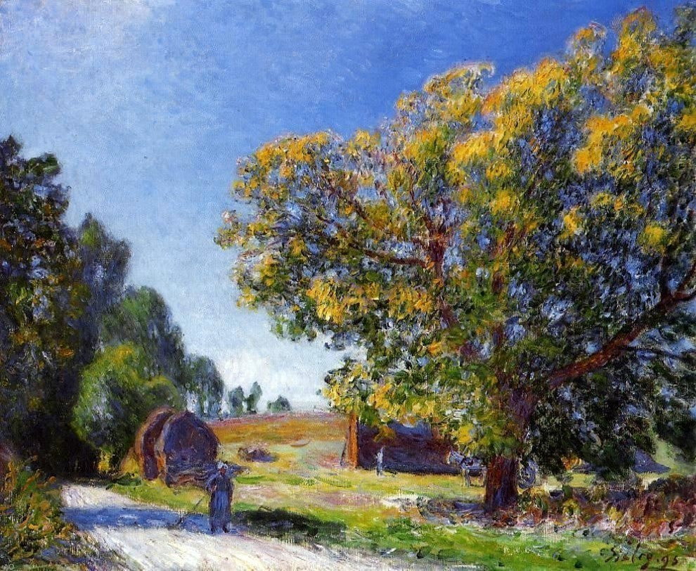 Alfred Sisley Fields around the Forest Premium Canvas Print