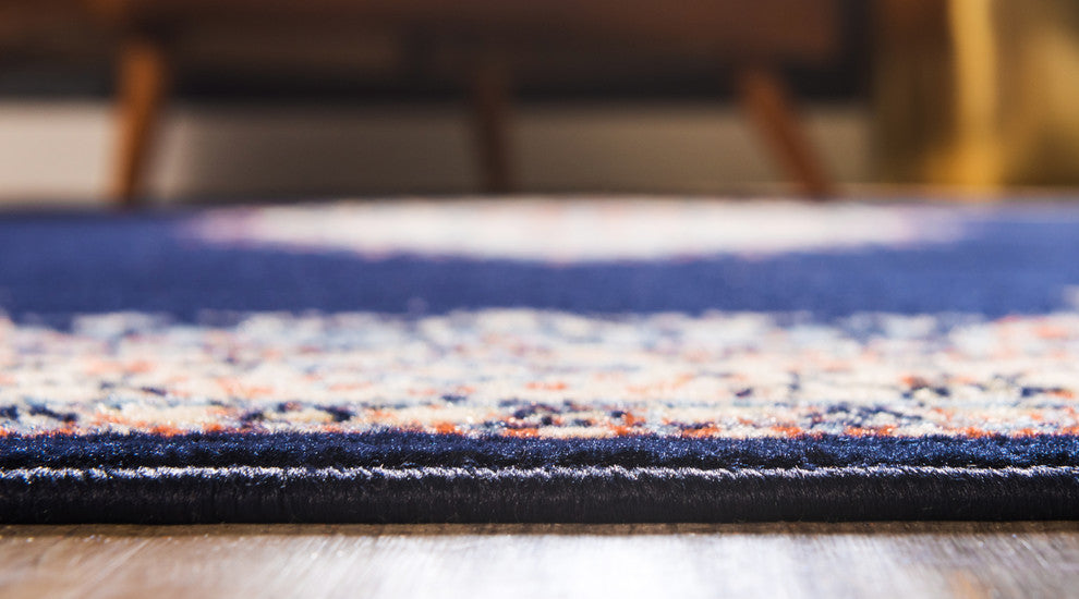 Unique Loom Navy Blue Washington Reza 2' 2 x 8' 2 Runner Rug