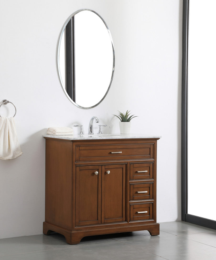 Amber Single Bathroom Vanity, Blue, Teak, 36"