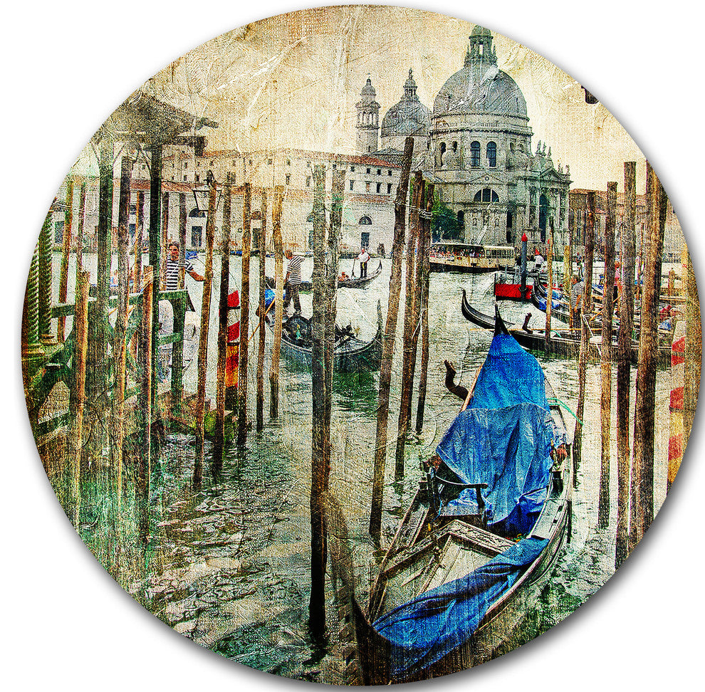 Beautiful Venice, Landscape Round Metal Wall Art, 36"