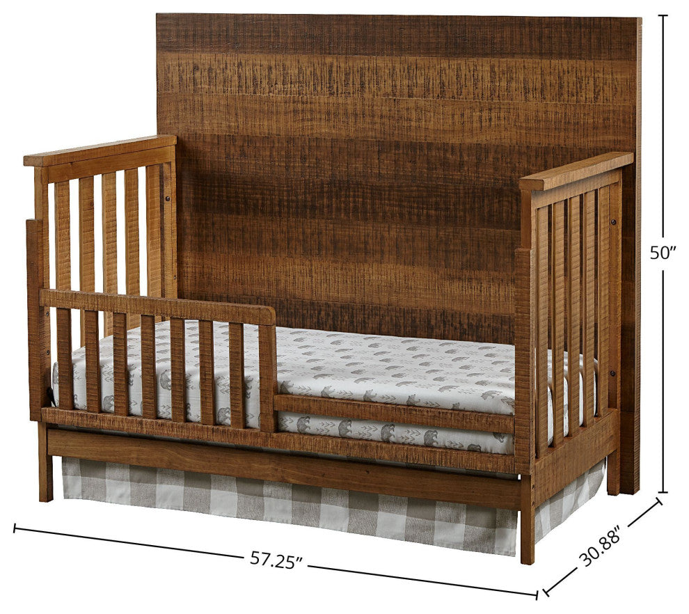 Urban Rustic 57"W Wood Convertible Crib, Brushed Wheat