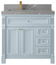 Paris 36" Left Offset Bathroom Vanity, Blue Heather 2" Piatra Gray