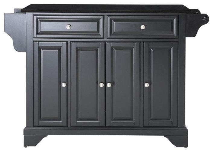 LaFayette Solid Black Granite Top Kitchen Island