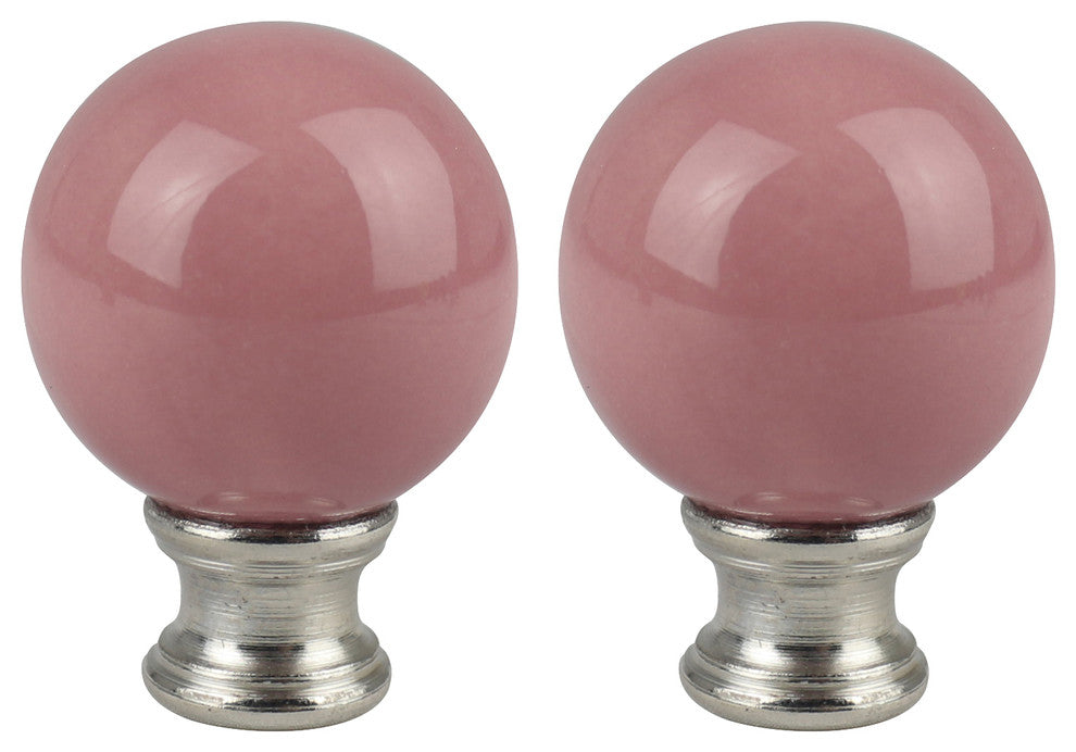 Ceramic Ball Lamp Finial, 2" Tall, Light Pink, Set of 2