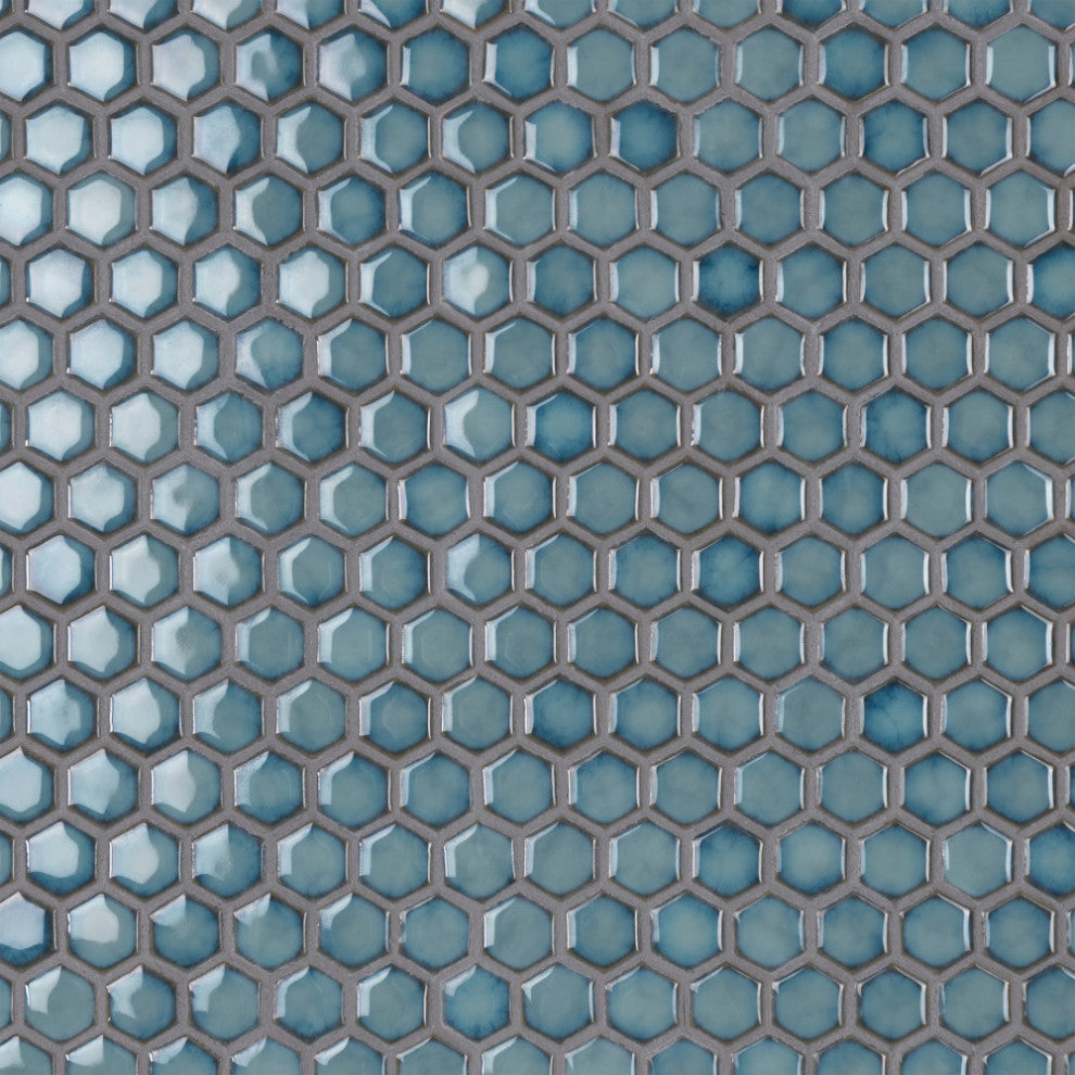 Hudson 1" Hex Marine Porcelain Floor and Wall Tile