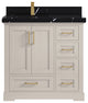 Boston 36" Left Offset Bath Vanity in Fine Grain 2" Calacatta Black