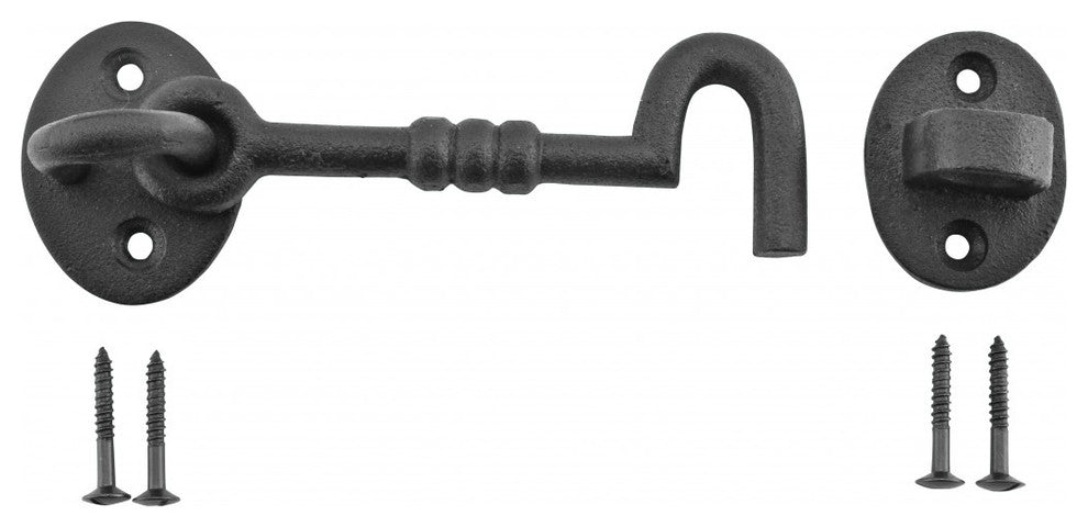 Black Wrought Iron Cabin Hooks, 4in Long, Set of 3