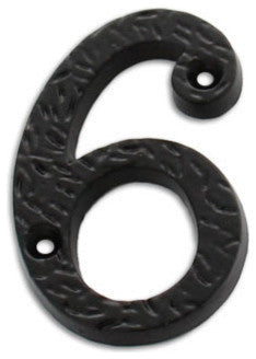 3" Iron Aged Black Finish Numeral, 6