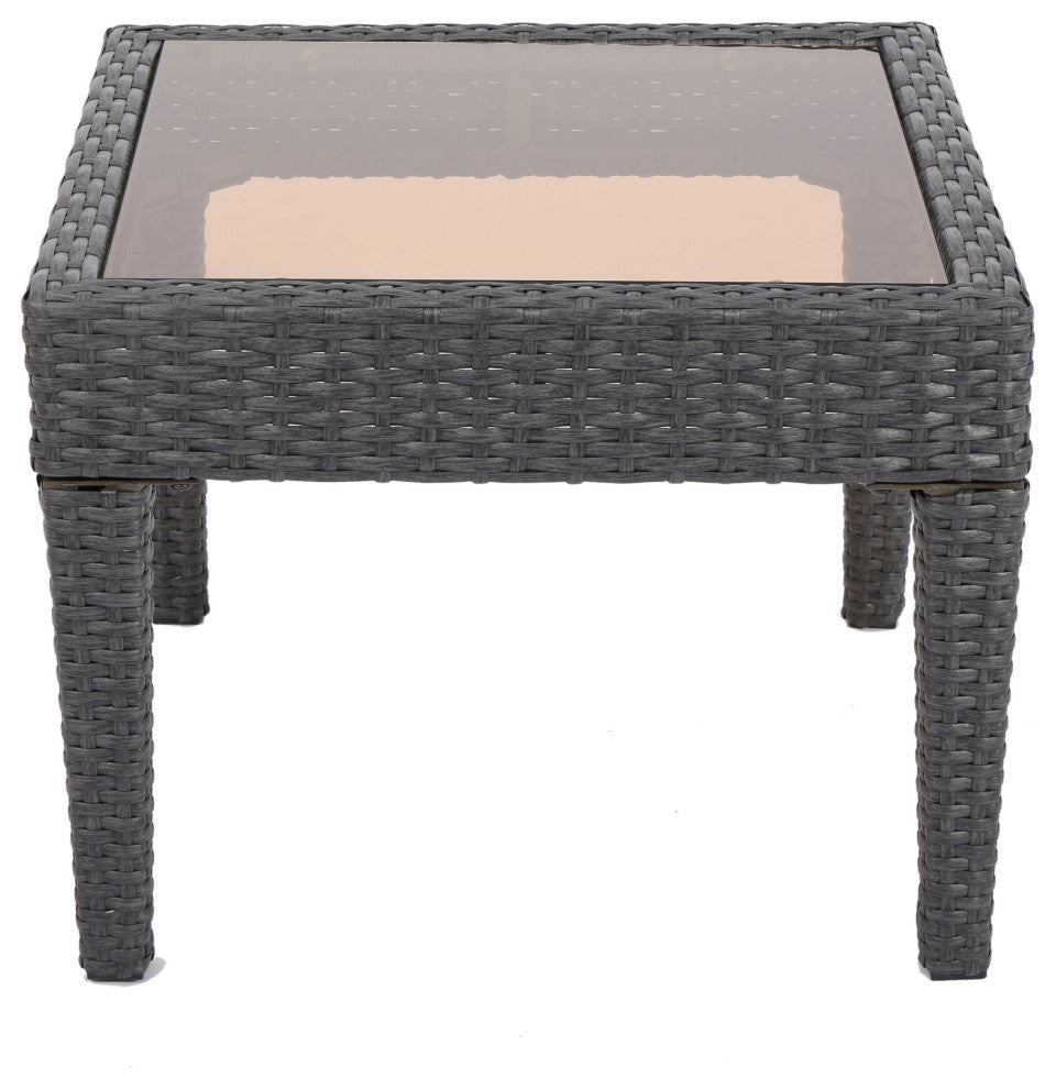 GDF Studio 3-Piece Antibes Outdoor Gray Polyethylene Chat Set