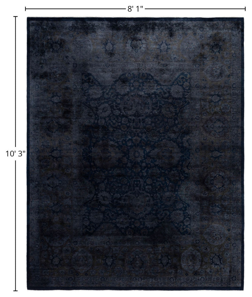 Overdyed One-of-a-Kind Hand-Knotted Area Rug Black, 8' 1" x 10' 3"