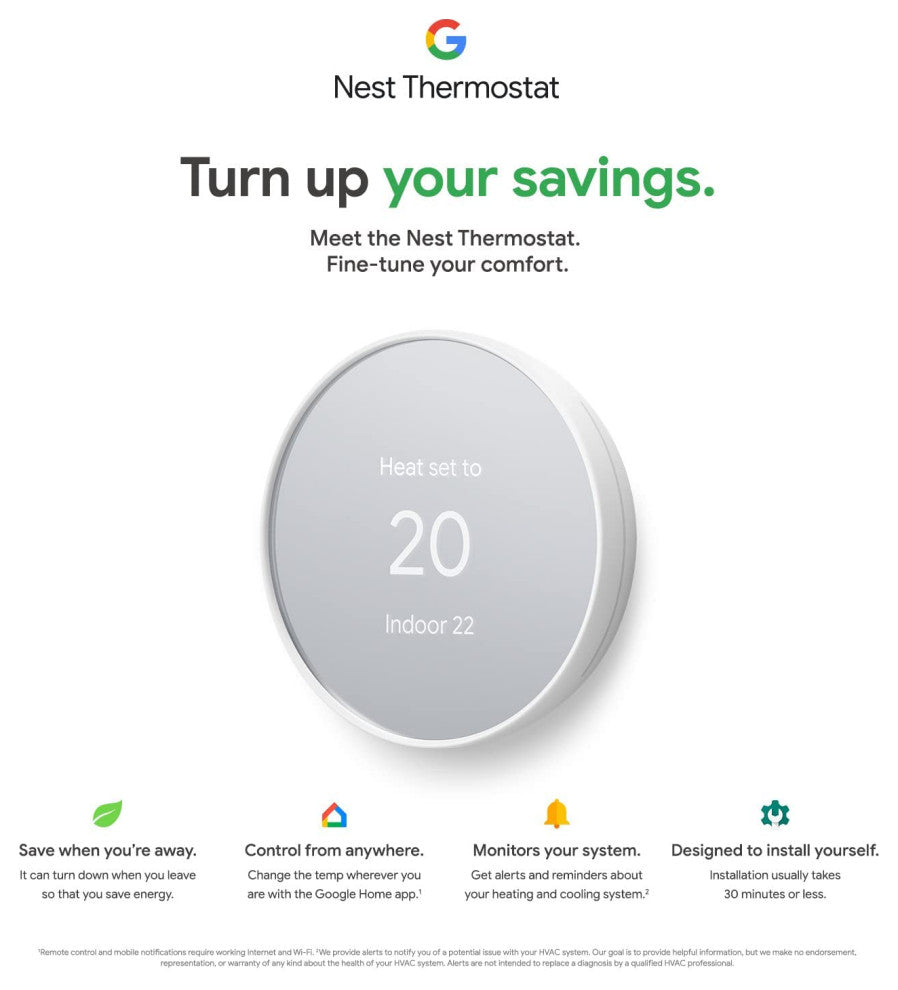 Nest Thermostat, Smart Thermostat for Home, Programmable Wifi Thermostat.