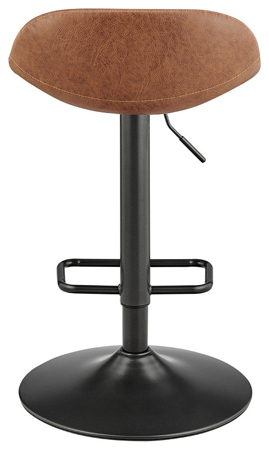 Koa Fabric Gaslift Swivel Bar Stool, Set of 2, Umber Brown, Faux Leather