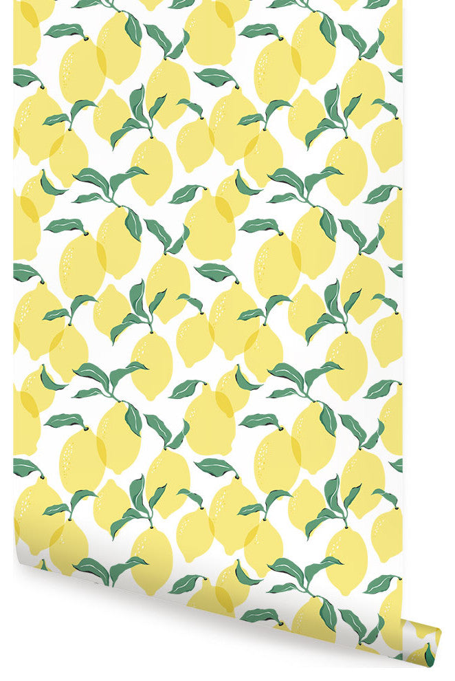 Lemon Peel and Stick Vinyl Wallpaper, 24"w X 60"h