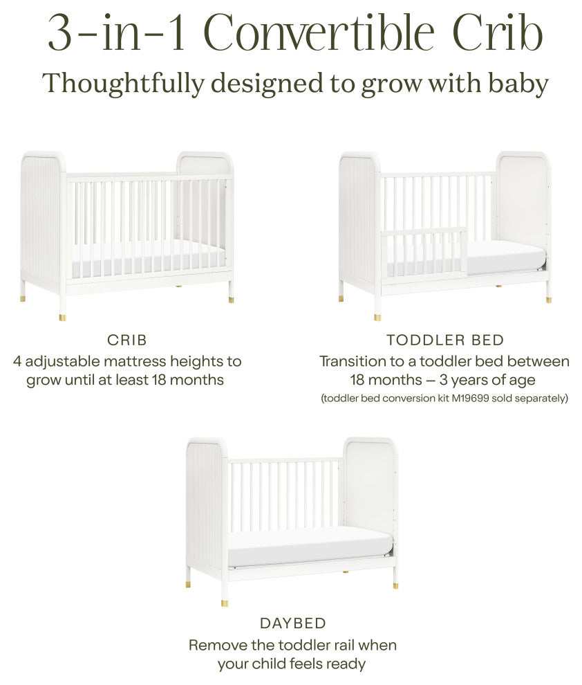 Brimsley Tambour 3-in-1 Convertible Crib, Warm White