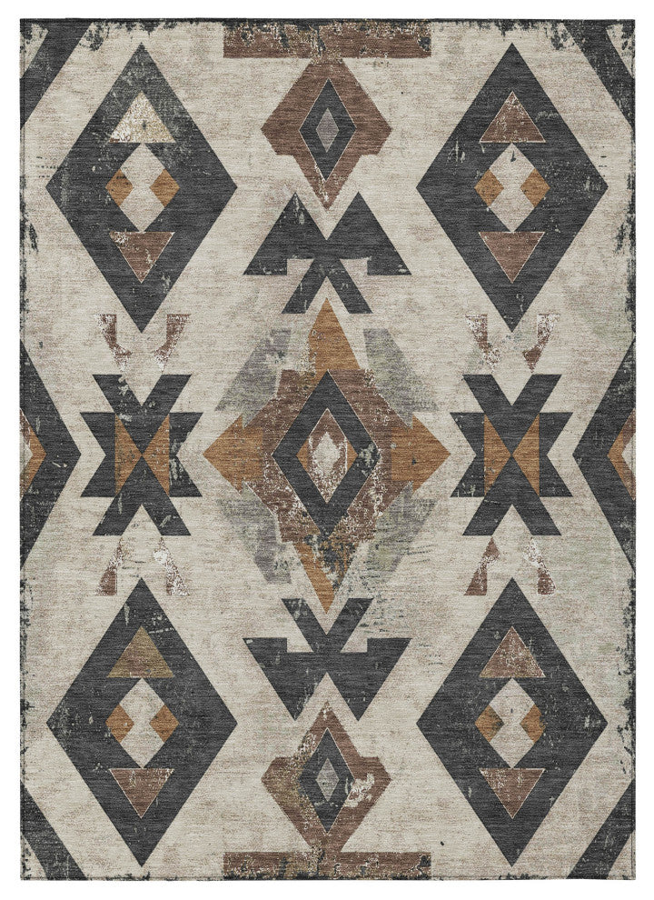 Machine Washable Indoor/Outdoor Chantille ACN1882 Beige 3' x 5' Rug