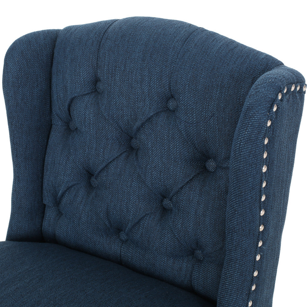 Plymouth Wingback Barstool, Navy Blue
