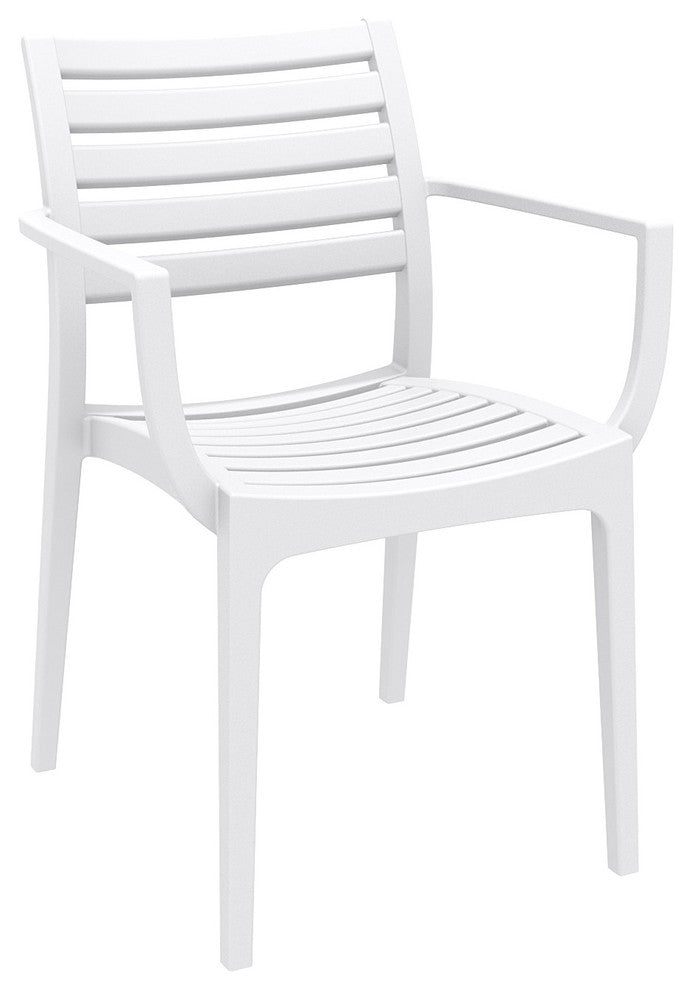 Artemis Resin Rectangle Dining Set With 6 Arm Chairs, White
