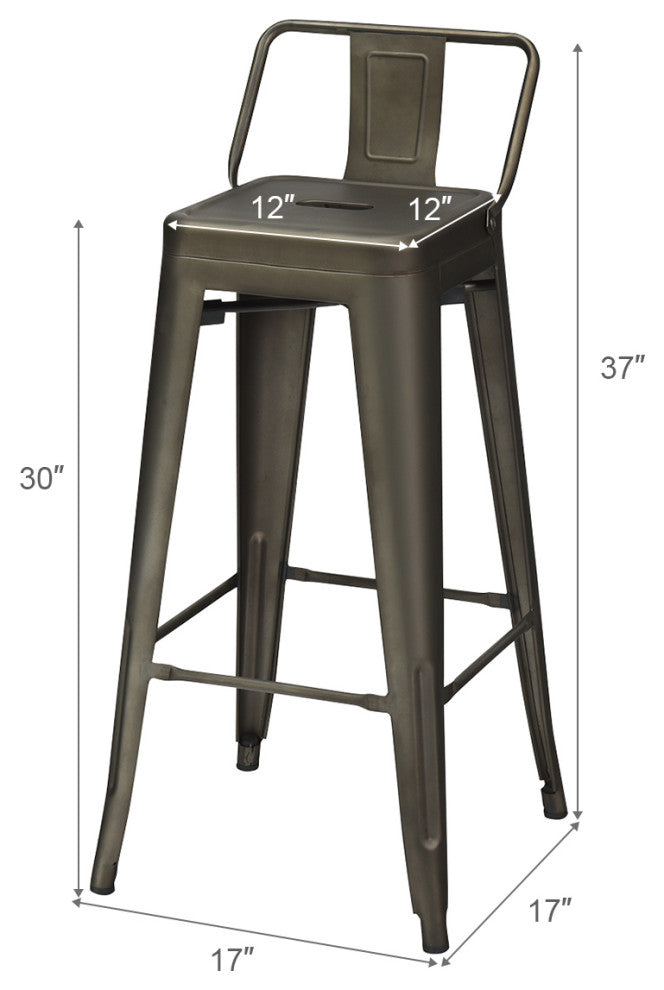 Costway Set of 4 Metal Bar Stools 30" Bar Height Barstools Industrial Low Back