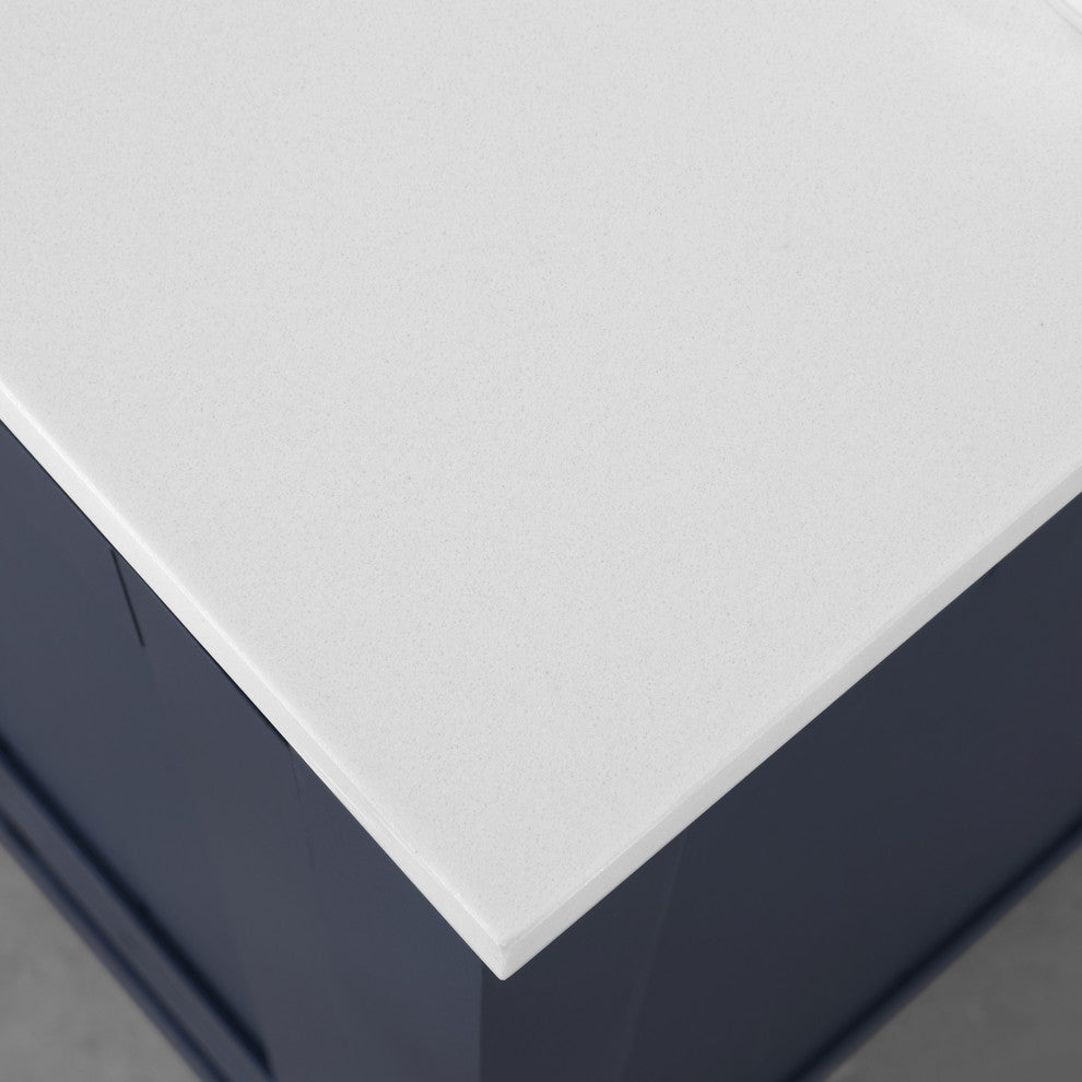 Ove Decors Vegas Single Sink Bathroom Vanity Set With Countertop, White, Midnight Blue, 36"