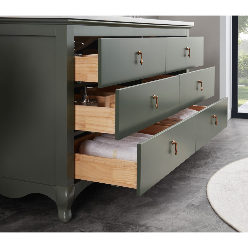 Vanity With Mirror, Sconce and Faucet Included, Pewter Green, 60"