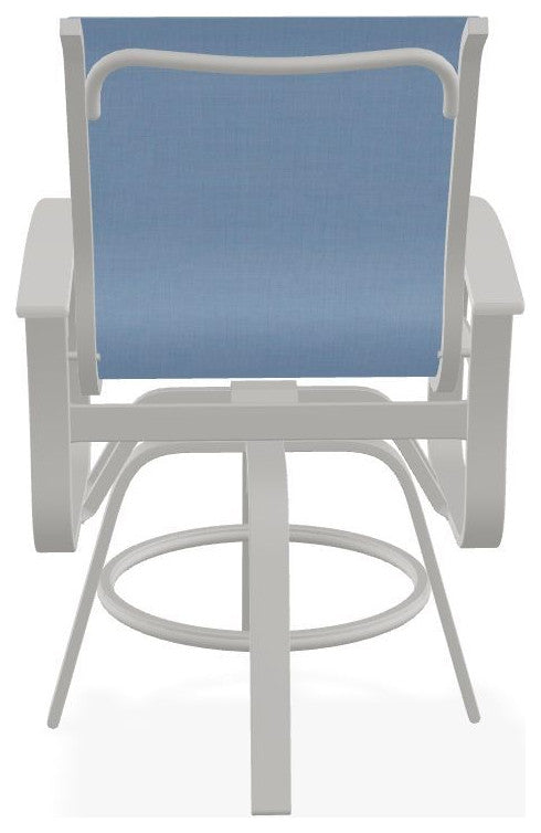 Belle Isle Sling Balcony Height Outdoor Swivel Chair, Sky/Snow