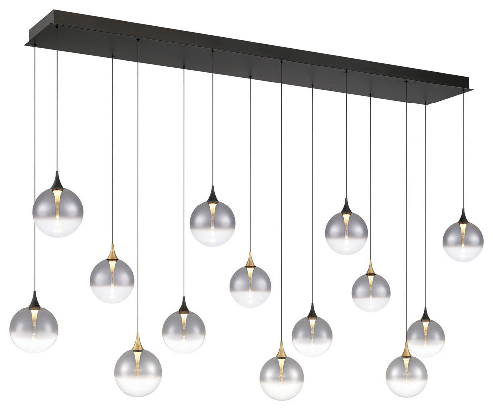 Iissa 14L 72" Gold-Black Smoke Chandelier