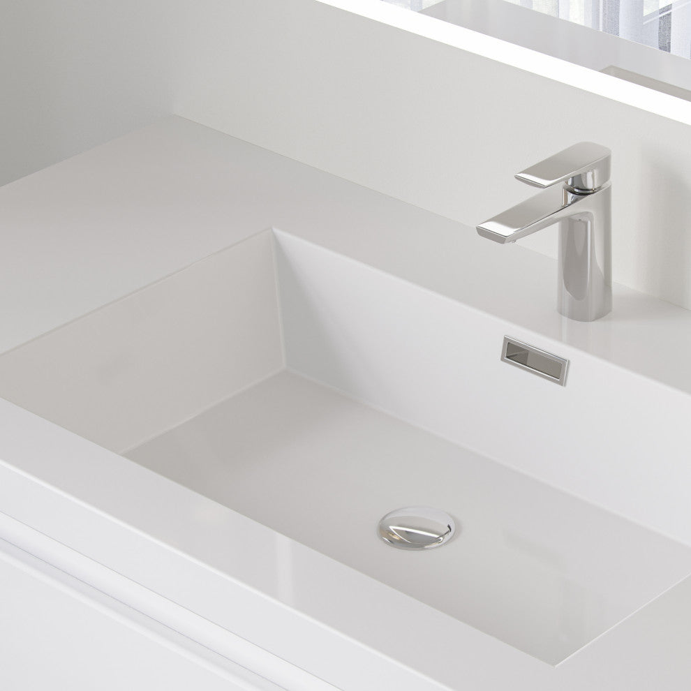 Beacon Bath Vanity, High Gloss White, 42", Single Sink, Wall Mount