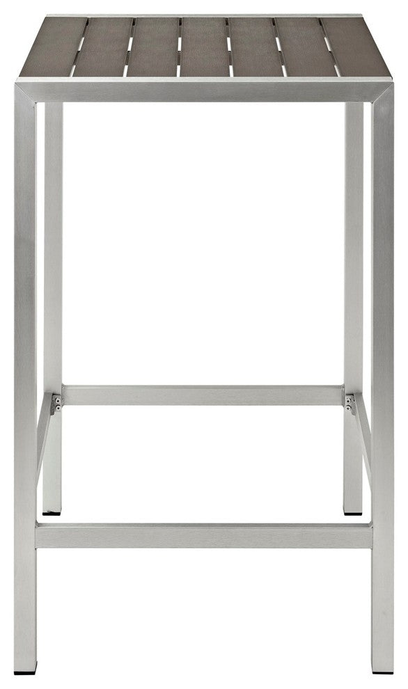 Modern Contemporary Urban Outdoor Patio Balcony Bar Table, Gray Gray, Aluminum