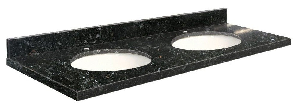 Quartz 61"x22" Double Sink Vanity Top, Single Faucet Hole, Interlude, White Bowl