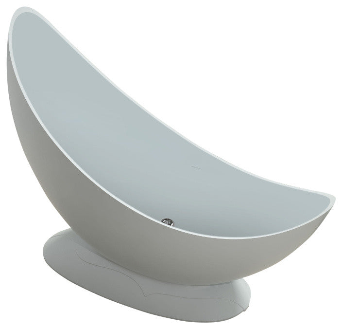 70" Polystone Free-Standing Bathtub, Matte White, No Faucet