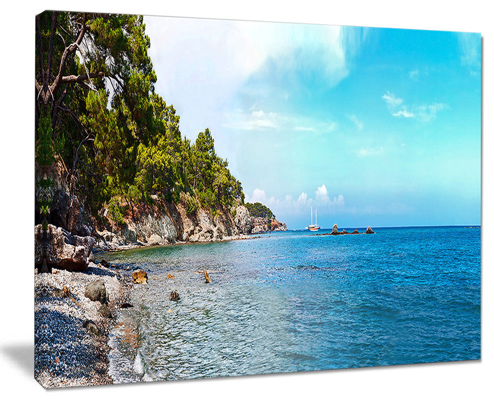 "Wild Blue Beach Panorama View" Seashore Wall Art, 40"x30"