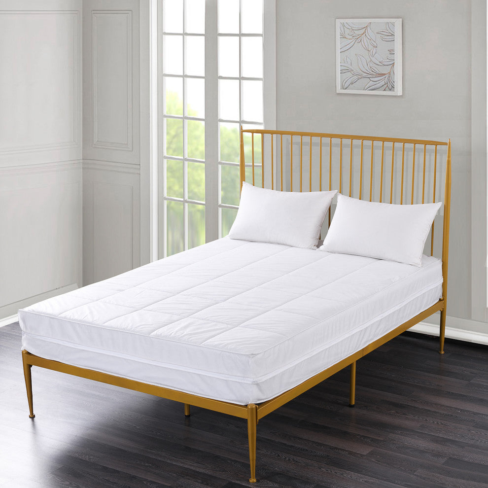 Permafresh Antibacterial Water Resistant All-In-One Mattress Pad & Protector, Wh