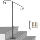 Single Post Handrail Wrought Iron Grab Supports Fits 1 or 2 Steps, Gray