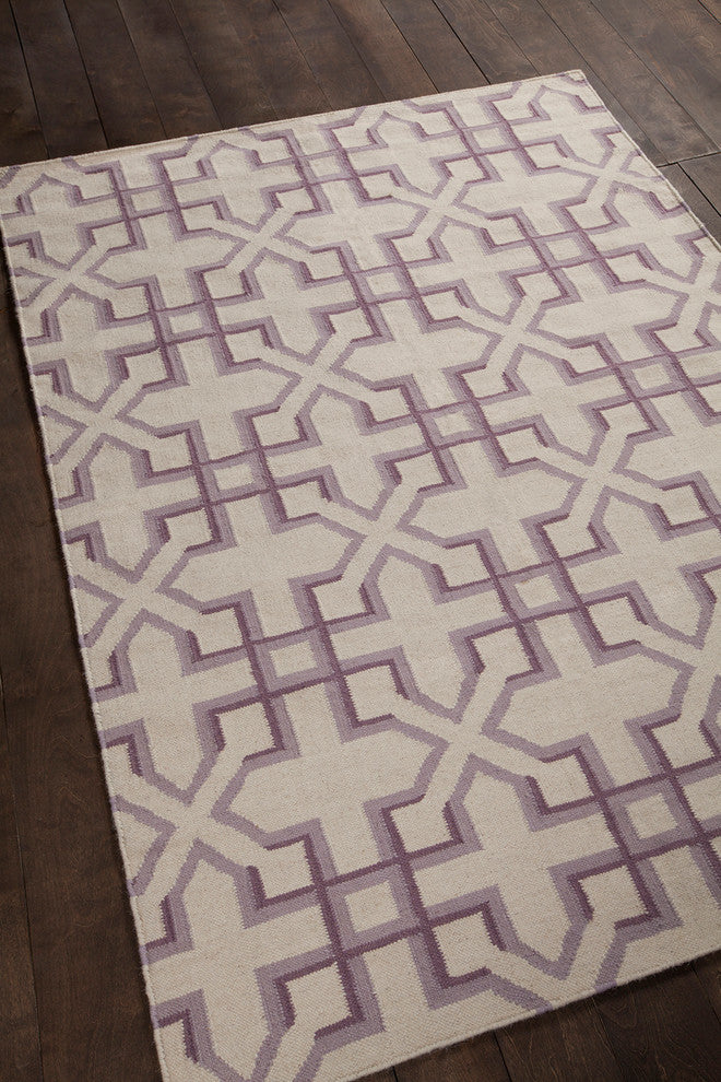 Lima Contemporary Area Rug, White and Lavender, 3'x5'