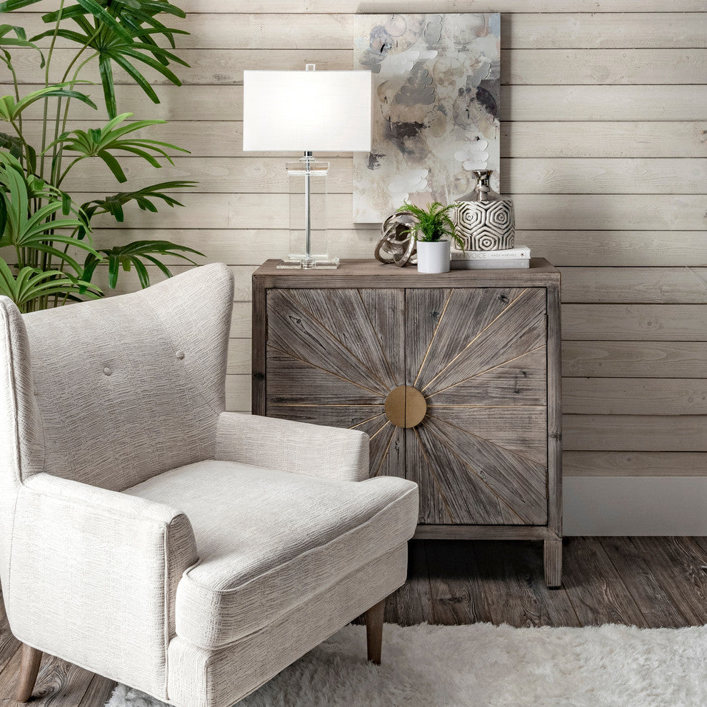 Nuloom 25" Helena Crystal Ionic Column Cotton Shade Clear Table Lamp