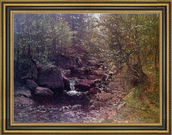 John Joseph Enneking Brook in Spring Framed Premium Canvas Print, 18"x24"