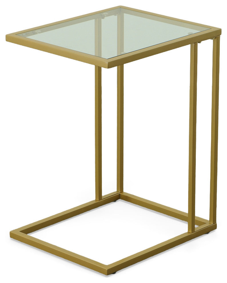 Provenzano Glass Top C Table, Gold
