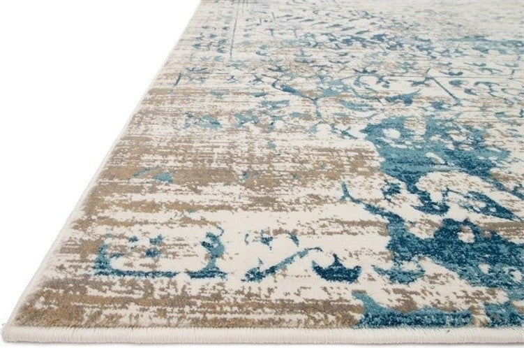 Ivory, Blue Kingston Area Rug by Loloi, 6'7"x9'2"