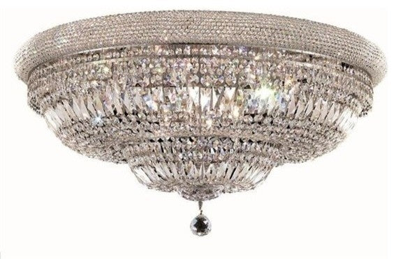Elegant Primo Flush Mount, Chrome Finish With Royal Cut Crystal