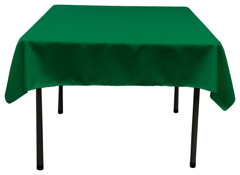 LA Linen Square Polyester Poplin Tablecloth, Emerald Green, 52"x52"