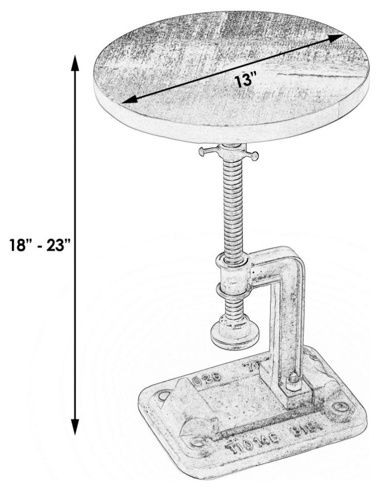 Ellis Adjustable Pedastal Side table, Silver