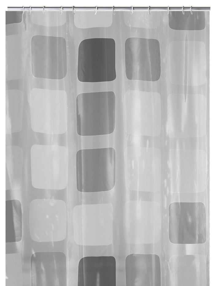 Square Pattern PEVA Shower Curtain, Sonny, Anthracite
