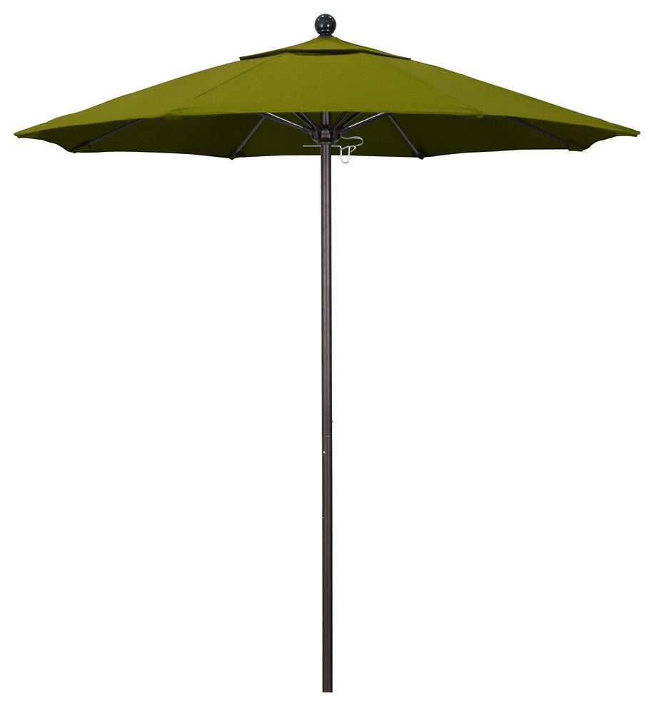 7.5' Bronze Push Lift Fiberglass Rib Aluminum Umbrella, Pacifica, Ginkgo