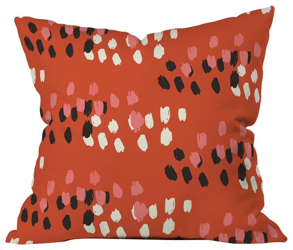 Morgan Kendall Red Scribbles Throw Pillow, 16"x16"