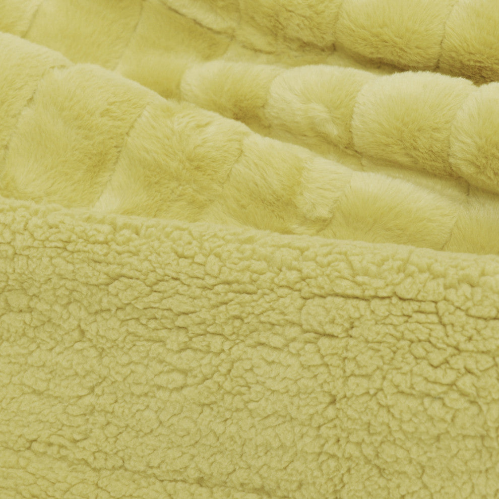 Super Mink Faux Fur Throw Blanket, Jojoba Yellow, 60"x80"