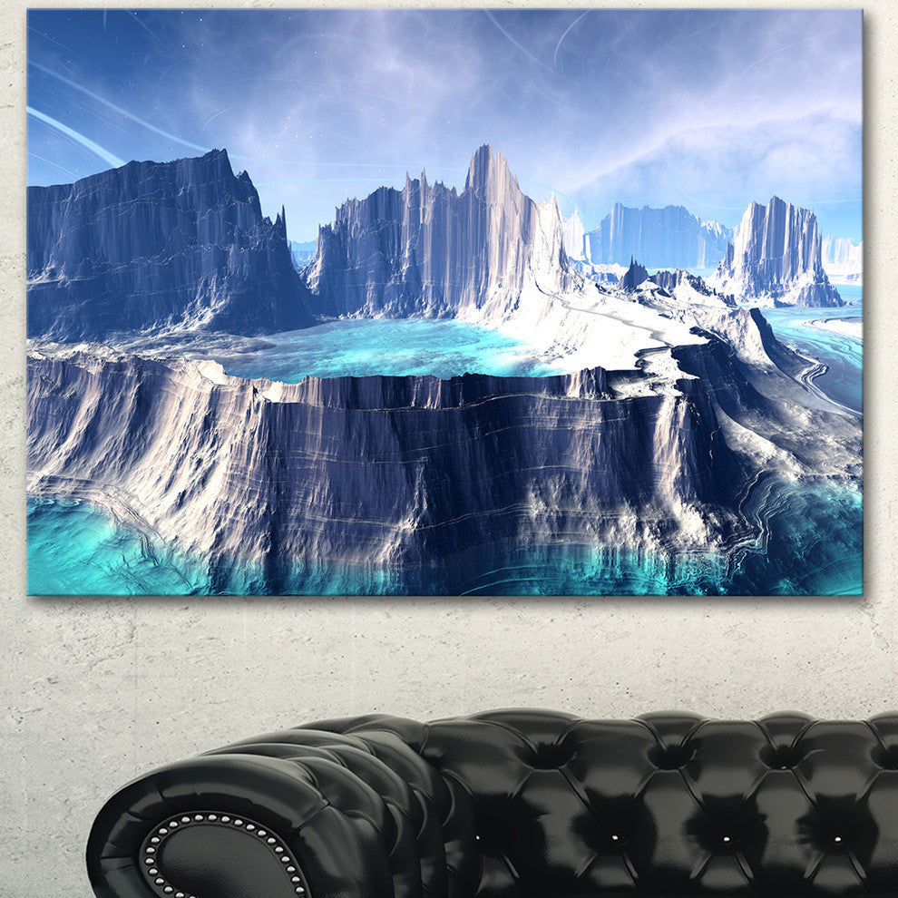 3D Rendered Fantasy Alien Planet, Large Landscape Canvas Art, 40"x30"
