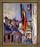 Pierre Auguste Renoir Flag Decorated Street Framed Premium Canvas Print, 16"x20"